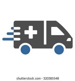 Emergency Car vector icon. Style is bicolor flat symbol, cobalt and gray colors, rounded angles, white background.