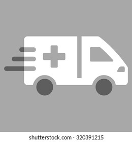 Emergency Car vector icon. Style is bicolor flat symbol, dark gray and white colors, rounded angles, silver background.