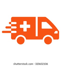 Emergency Car vector icon. Style is flat symbol, orange color, rounded angles, white background.