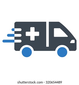 Emergency Car vector icon. Style is bicolor flat symbol, smooth blue colors, rounded angles, white background.