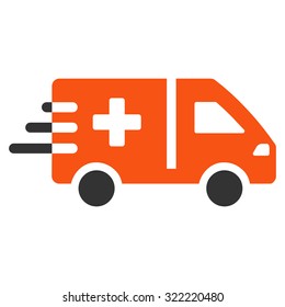 Emergency Car vector icon. Style is bicolor flat symbol, orange and gray colors, rounded angles, white background.