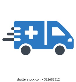 Emergency Car vector icon. Style is bicolor flat symbol, smooth blue colors, rounded angles, white background.
