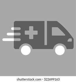 Emergency Car vector icon. Style is bicolor flat symbol, dark gray and white colors, rounded angles, silver background.