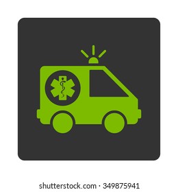 Emergency Car vector icon. Style is flat rounded square button, eco green and gray colors, white background.