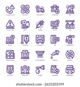 Emergency Care Icon pack for your website, mobile, presentation, and logo design. Emergency Care Icon line basic color design. Vector graphics illustration and editable stroke.