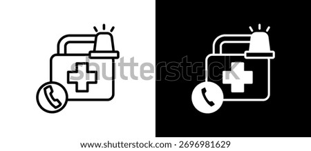 Emergency Care Icon whiteblack Vector Illustration