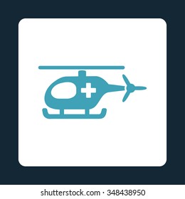 Emergency Chopper vector icon. Style is flat rounded square button, blue and white colors, dark blue background.