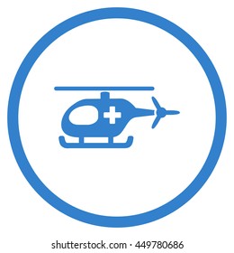 Emergency Chopper vector icon. Style is flat circled symbol, cobalt color, rounded angles, white background.