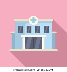 Emergency clinic building icon flat vector. Well state center. Healthcare treatment