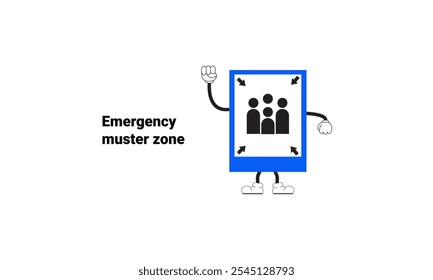 Emergency collection zone sign graphic vector illustration
with cartoon characters. Graphic design is suitable for children's education, story books, or traffic safety materials. vector illustration