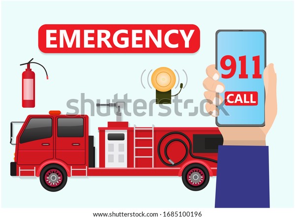 Emergency concept. Fire truck service. 911 urgent\
fire station emergency\
call.