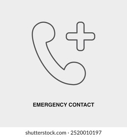 Emergency Contact thin line icon or logo. Symbol or sign on airline or travel app theme. Vector line illustration.