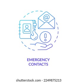Emergency contacts blue gradient concept icon. Phone numbers list. Crisis management plan component abstract idea thin line illustration. Isolated outline drawing. Myriad Pro-Bold font used