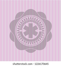 emergency cross icon inside badge with pink background