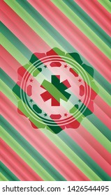 emergency cross icon inside christmas badge.