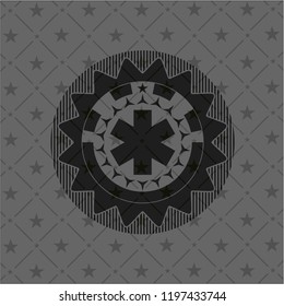 emergency cross icon inside dark badge or emblem