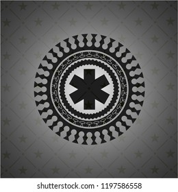 emergency cross icon inside dark emblem