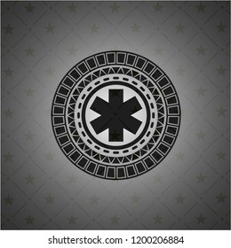 emergency cross icon inside dark emblem