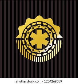 emergency cross icon inside gold emblem