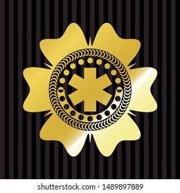emergency cross icon inside gold badge