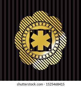 emergency cross icon inside gold emblem