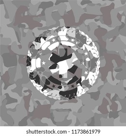 emergency cross icon inside grey camouflage emblem