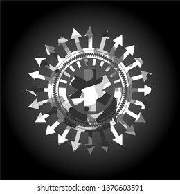 emergency cross icon inside grey camo texture