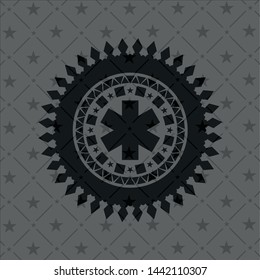 emergency cross icon inside realistic dark emblem