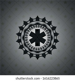 emergency cross icon inside realistic black emblem