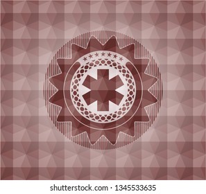 emergency cross icon inside red geometric emblem. Seamless.