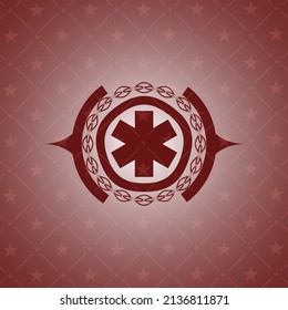 emergency cross icon inside red emblem. 