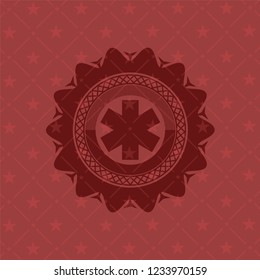 emergency cross icon inside retro red emblem