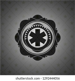 emergency cross icon inside retro style black emblem
