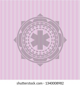 emergency cross icon inside retro style pink emblem
