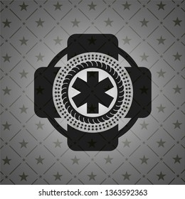 emergency cross icon inside retro style black emblem
