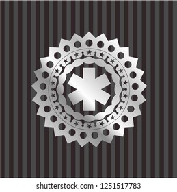 emergency cross icon inside silver badge