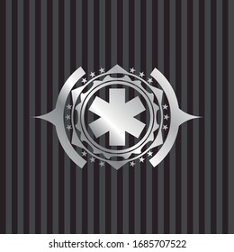 emergency cross icon inside silver badge
