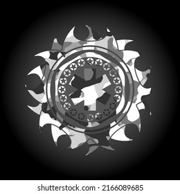 emergency cross icon on grey camouflaged texture. 