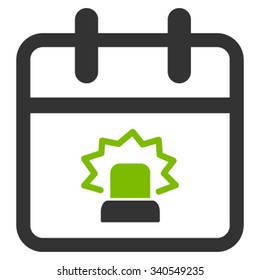 Emergency Date vector icon. Style is bicolor flat symbol, eco green and gray colors, rounded angles, white background.