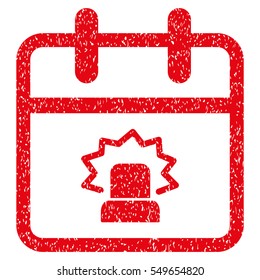 Emergency Day grainy textured icon for overlay watermark stamps. Flat symbol with unclean texture. Dotted vector red ink rubber seal stamp with grunge design on a white background.
