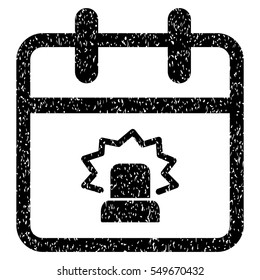 Emergency Day grainy textured icon for overlay watermark stamps. Flat symbol with dust texture. Dotted vector black ink rubber seal stamp with grunge design on a white background.