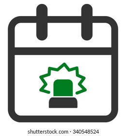 Emergency Day vector icon. Style is bicolor flat symbol, green and gray colors, rounded angles, white background.