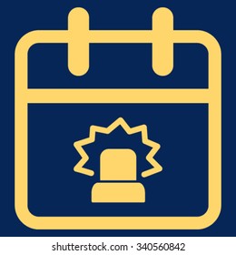 Emergency Day vector icon. Style is flat symbol, yellow color, rounded angles, blue background.