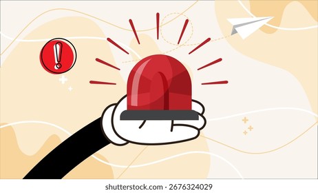 emergency declaration illustration, poster of warning about danger, website banner design to announce a danger signal