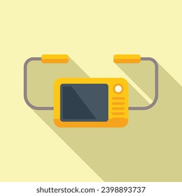 Emergency defibrillator icon flat vector. Automatic care. Person cardiac problem