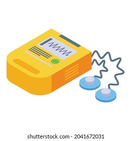 Notfall-Defibrillator-Icon isometrische Vektorgrafik. Herzenslust. Herzrhythmusstörungen