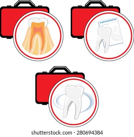 Emergency dental care. Icons. Vector