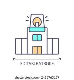 Emergency department RGB color icon. Medical building. Healthcare infrastructure. First aid. Critical care. Alarm system. Isolated vector illustration. Simple filled line drawing. Editable stroke