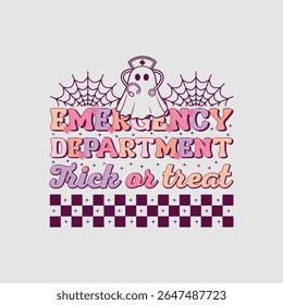 Emergency department trick or treat.Nursing t-shirt design.