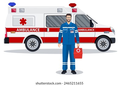 médico de urgencias y ambulancia. Concepto médico.